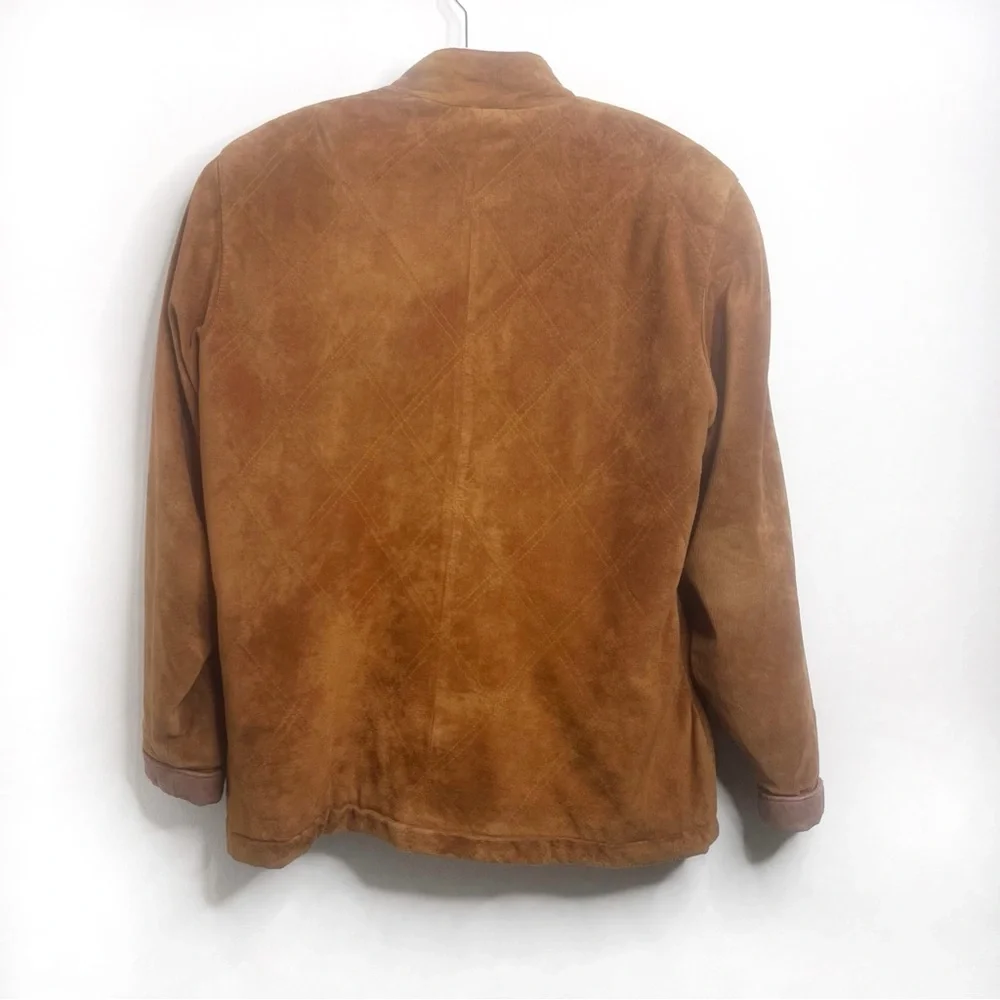 L.L. Bean 90's Vintage Suede Leather Button Front Pocket Barn Coat Size M - Picture 10 of 17